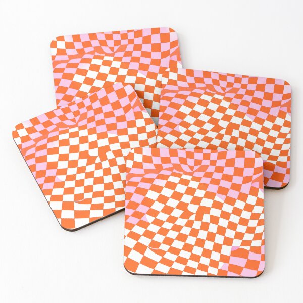 Item preview, Wavy Retro Checkerboard — Orange & Pink 70s Distorted Grid Pattern designed and sold by Lily-and-Lyle.