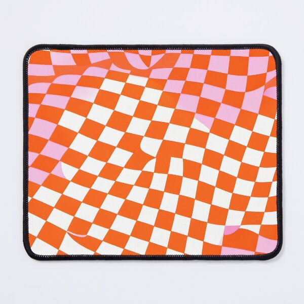 Item preview, Wavy Retro Checkerboard — Orange & Pink 70s Distorted Grid Pattern designed and sold by Lily-and-Lyle.