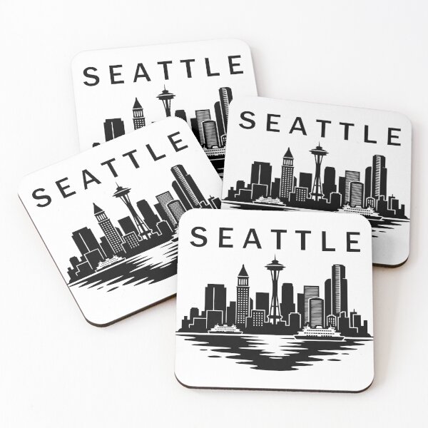 Item preview, Seattle Skyline Silhouette Black Vector Art designed and sold by Imaginationbeyond.