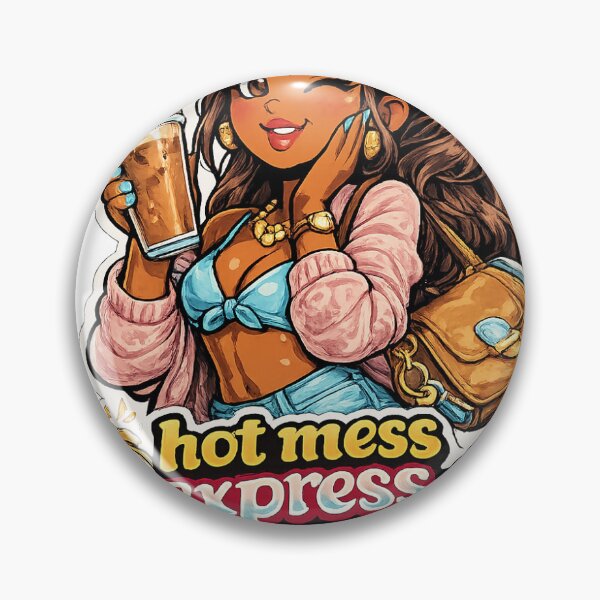 Item preview, Pegatina Hot Mess Express Medium Tan Girl designed and sold by RedRubyBubble.