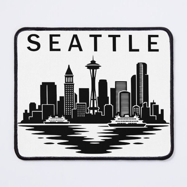 Item preview, Seattle Skyline Silhouette Black Vector Art designed and sold by Imaginationbeyond.