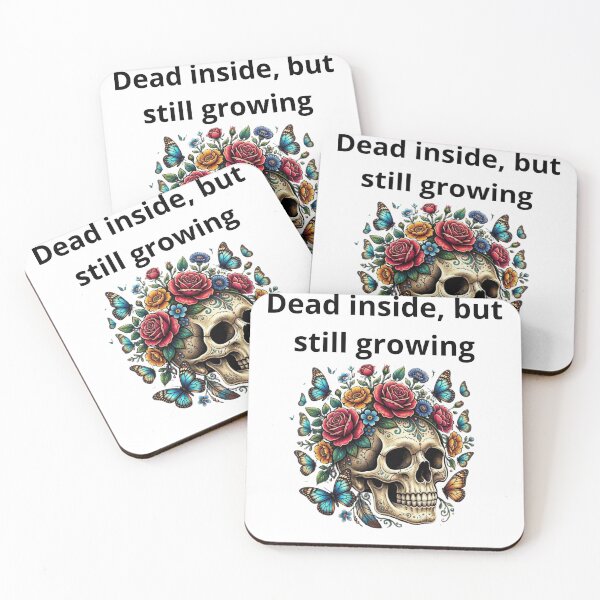 Item preview, Dead Inside Still Growing - Colorful Butterfly Floral Skull designed and sold by AcosDesign.