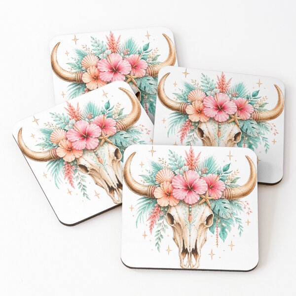 Item preview, Boho Floral Cow Skull Western Art designed and sold by winniwinston.