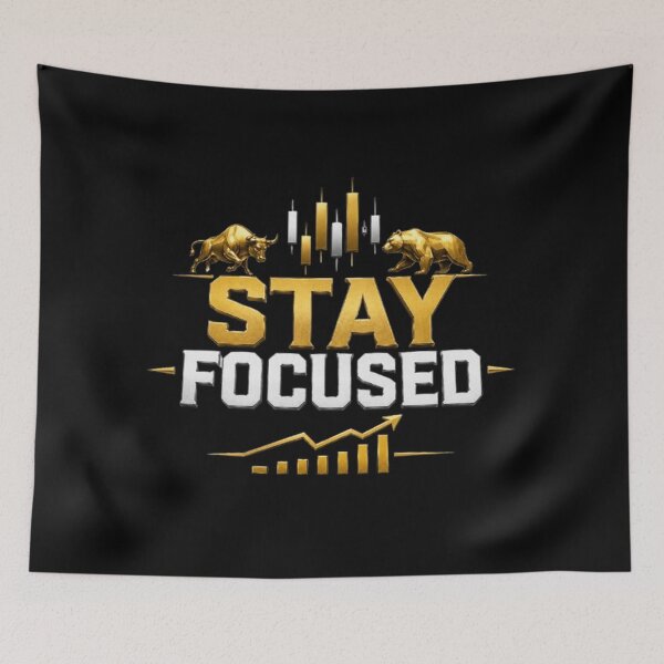 Item preview, Stay Focused Trading Motivation Bull Bear Forex Trader Design designed and sold by PipForgeStudio .