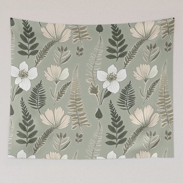 Item preview, Sage Green Botanical Floral — Vintage Fern & Wildflower Pattern designed and sold by Lily-and-Lyle.