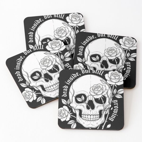 Item preview, Dead Inside But Still Growing - Vintage Floral Skull Emblem designed and sold by AcosDesign.