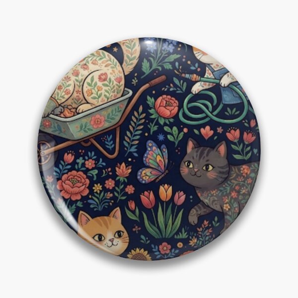 Item preview, Cute Folk Art Cats Floral Seamless Pattern designed and sold by Iampoji.