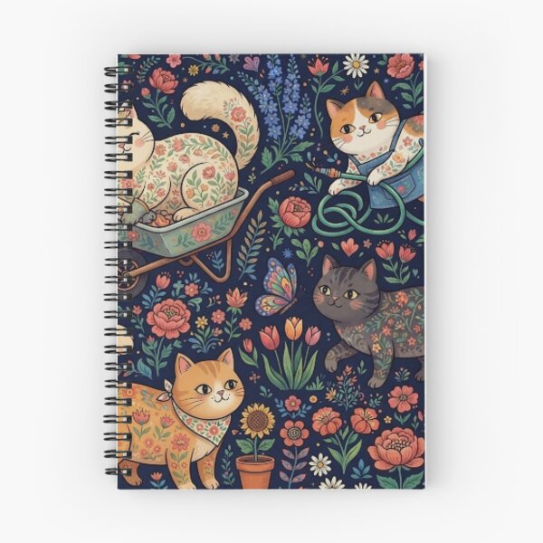 Item preview, Cute Folk Art Cats Floral Seamless Pattern designed and sold by Iampoji.