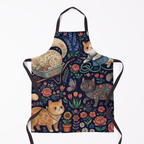 Item preview, Cute Folk Art Cats Floral Seamless Pattern designed and sold by Iampoji.