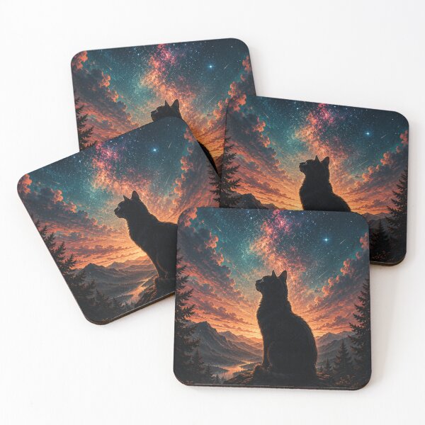 Item preview, Cosmic Black Cat Dreamscape Galaxy Fantasy designed and sold by Moizento.
