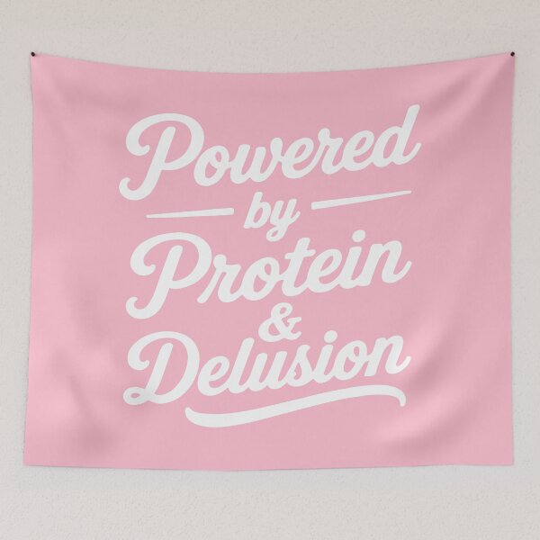 Item preview, Powered by protein and delusion designed and sold by cafelab.