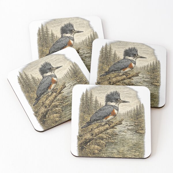 Item preview, Belted Kingfisher Forest Stream designed and sold by KrungiT Design .
