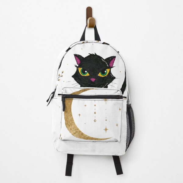 Item preview, Mystical Black Cat and Golden Crescent Moon designed and sold by Mvicen.