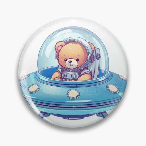 Item preview, Cute Teddy Bear Astronaut Riding Blue UFO designed and sold by takeng07.