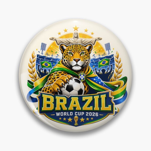 Item preview, Brazil Jaguar Football Fan Crest designed and sold by Retro Arabica.