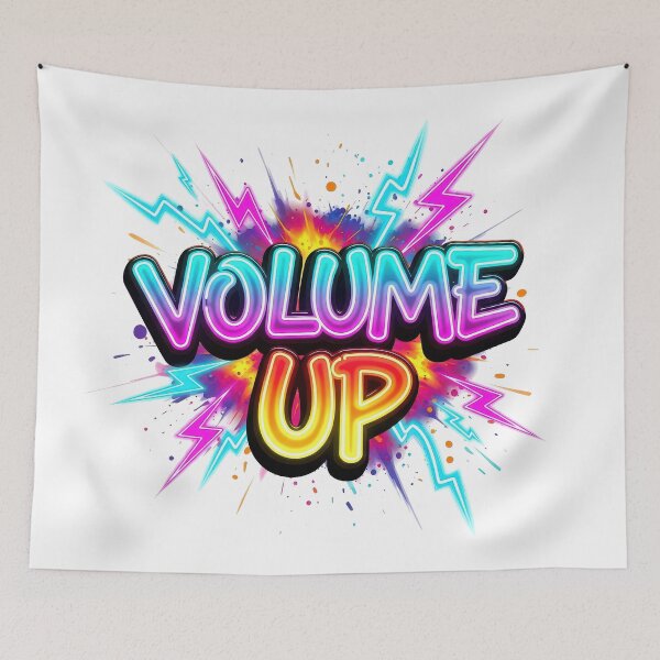 Item preview, Volume Up Neon Graffiti Splash Electric Rave Typography designed and sold by DigitalArtx-com.