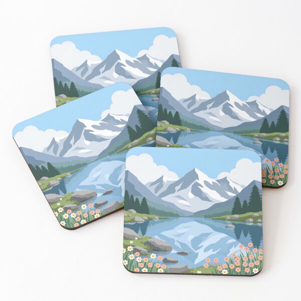 Item preview, Mountain Lake Reflection Sticker | Scenic Nature Illustration designed and sold by Krishnacre8.