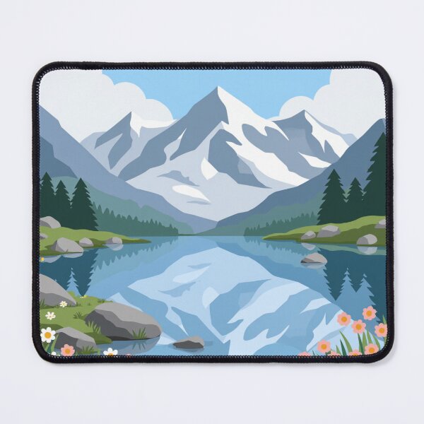 Item preview, Mountain Lake Reflection Sticker | Scenic Nature Illustration designed and sold by Krishnacre8.