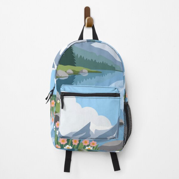 Item preview, Mountain Lake Reflection Sticker | Scenic Nature Illustration designed and sold by Krishnacre8.