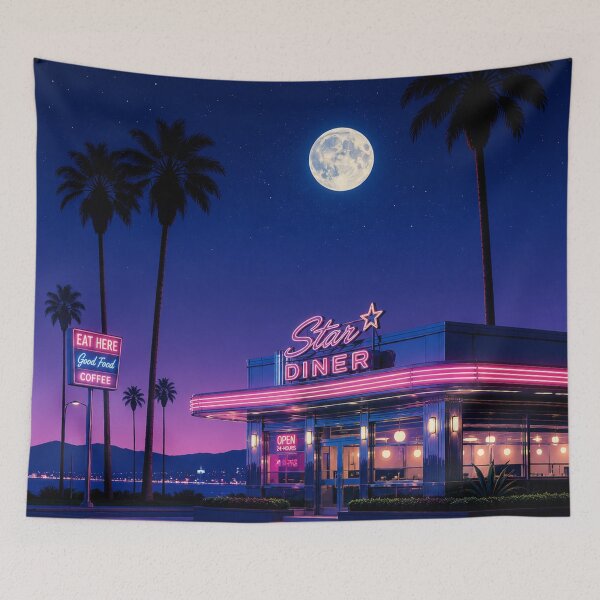 Item preview, Neon Diner Under Full Moon designed and sold by jordanelucas.