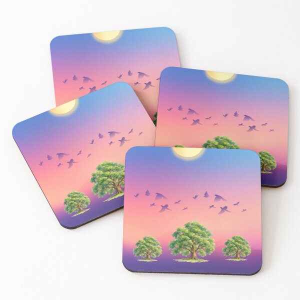 Item preview, Pink Sunset Bird Migration Sticker | Nature Landscape Art designed and sold by Krishnacre8.