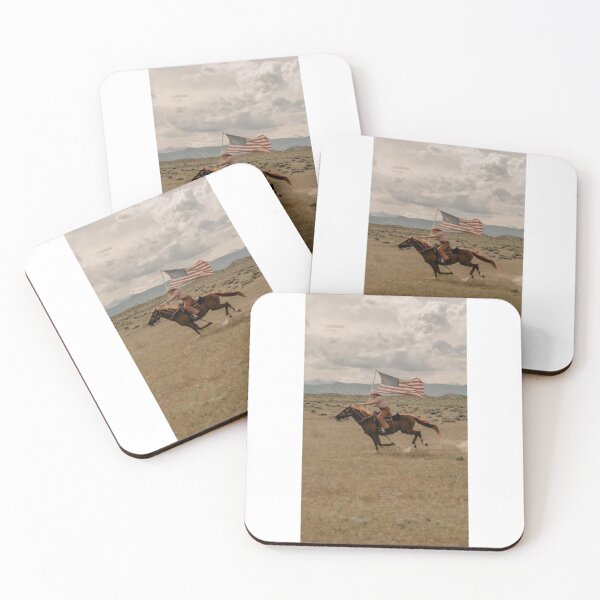 Item preview, Woman carrying American flag on horseback designed and sold by Baymang.