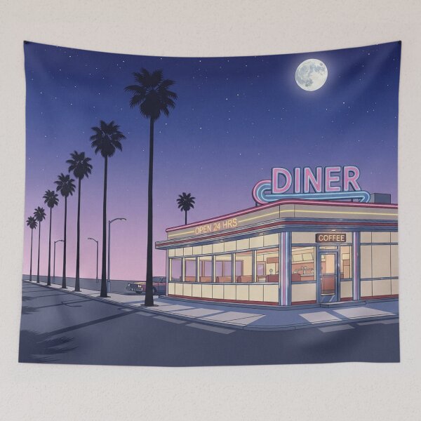 Item preview, Retro Neon Diner At Night designed and sold by jordanelucas.