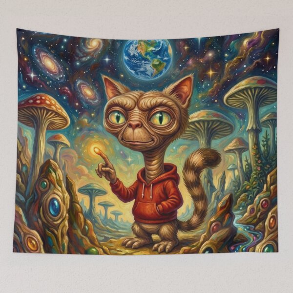 Item preview, The Cosmic Journey of the Psychedelic ET Cat designed and sold by HAPPY HARBOR DESIGN .