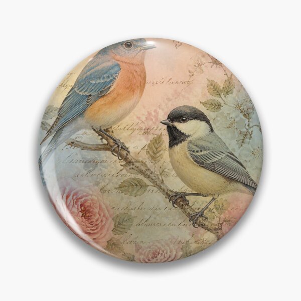 Item preview, Vintage bird love postage stamp watercolor botanical  designed and sold by elenabdesigns.