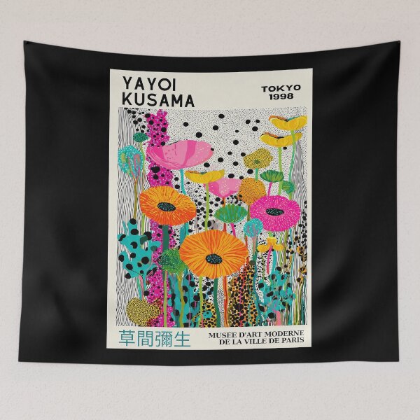 Item preview, Yayoi Kusama Tokyo 1998 Colorful Flowers Dots Wall Art, Psychedelic Kusama Floral Art designed and sold by Susanspy007.