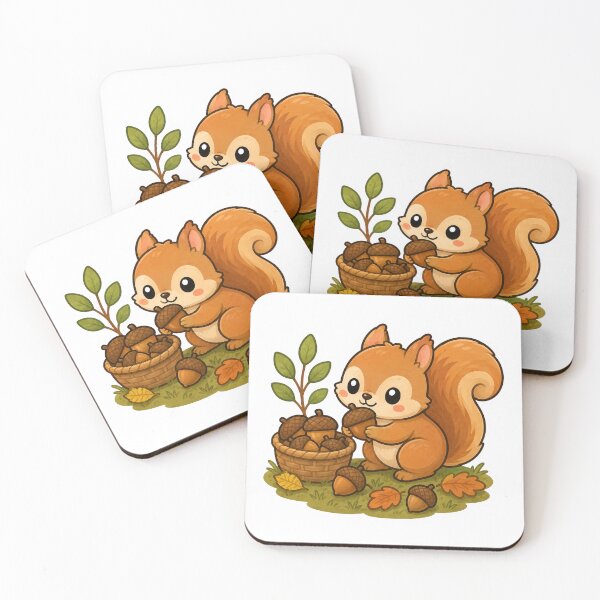 Item preview, Cute Squirrel Collecting Acorns Sticker designed and sold by PawsGiggles.