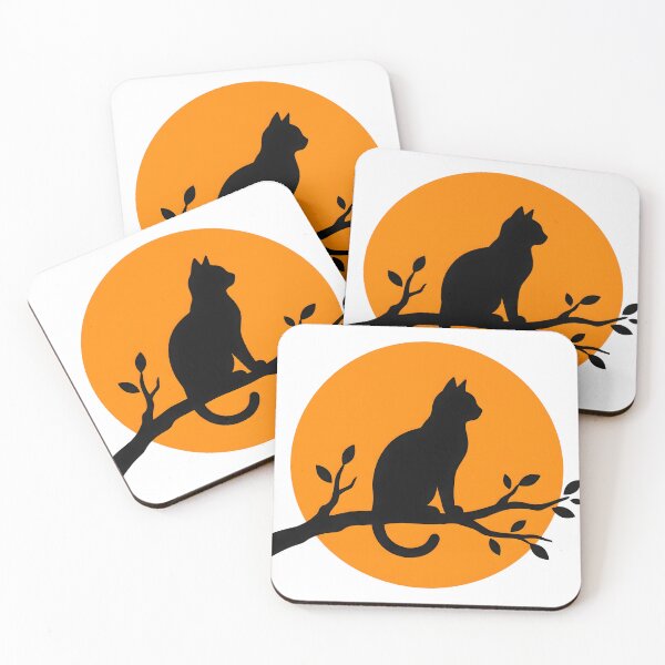 Item preview,  Black Cat on Tree Branch with Orange Moon Halloween  designed and sold by fawzimorsy.