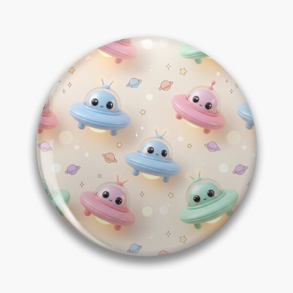 Item preview, Cute Kawaii Chibi UFOs in Pastel Cosmic Space designed and sold by krazzyremo.