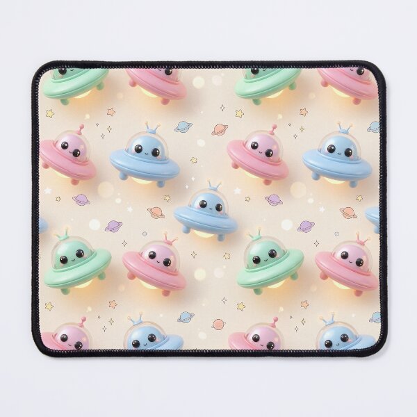 Item preview, Cute Kawaii Chibi UFOs in Pastel Cosmic Space designed and sold by krazzyremo.