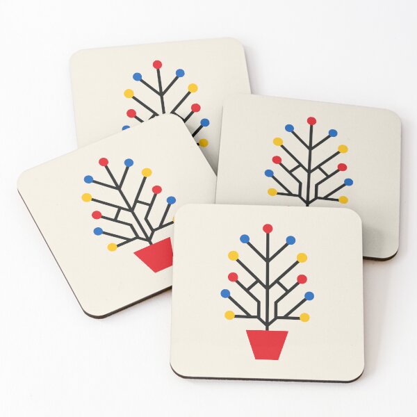 Item preview, Bauhaus Berry Tree in a Red Pot, Mid Century Plant designed and sold by OpenFieldNotes.