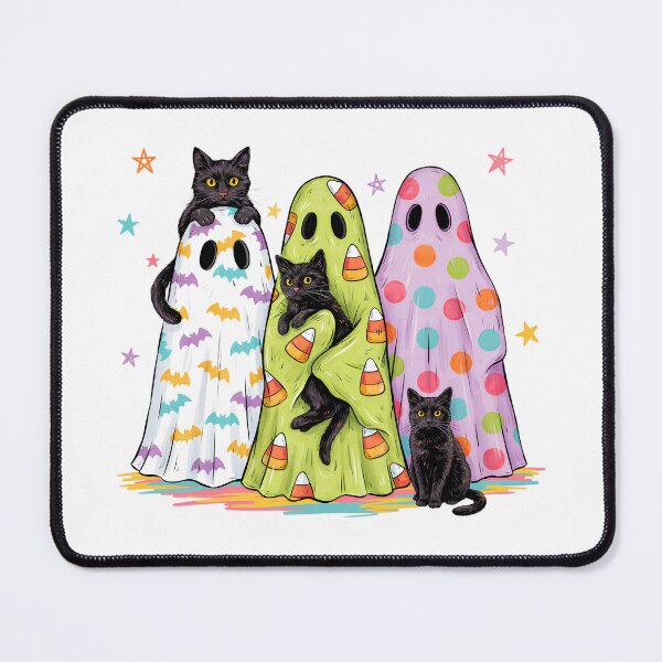 Item preview, Cute Halloween Ghost Cats – Colorful Spooky Black Cat Ghost Costume Illustration designed and sold by Snifferius.