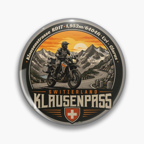 Artikelvorschau, Klausenpass Schweiz Klausenpass Motorrad Aufkleber TShirt 03 entworfen und verkauft von OuterShellUK.