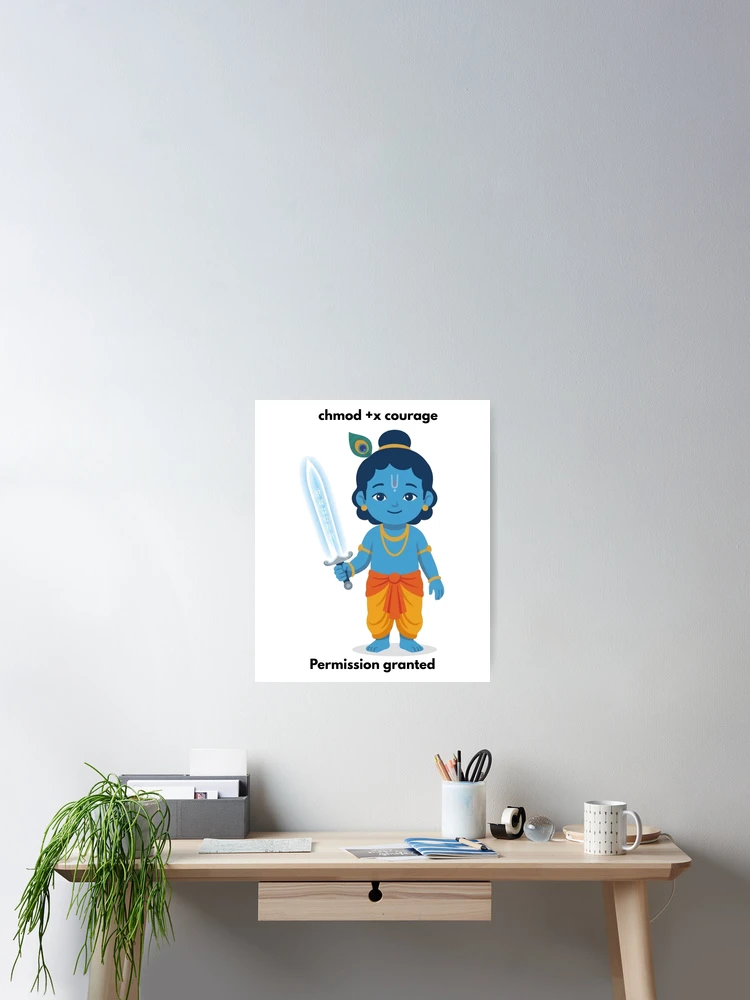 Thumbnail 2 of 3, Poster, chmod +x courage | Linux Developer Sticker | Tech Humor designed and sold by BhaktiByte.