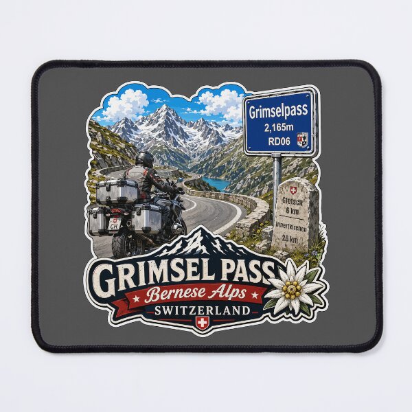 Item preview, Grimsel Pass Switzerland Grimselpass Motorcycle Cycle Sticker TShirt 13 designed and sold by OuterShellUK.