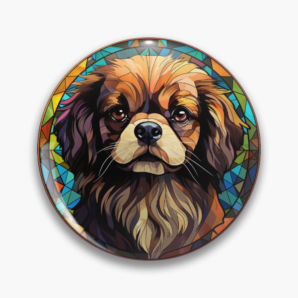 Item preview, Tibetan Spaniel Dog Stained Glass Leadlight Artistic Design Mom Dad designed and sold by rafaeltto.