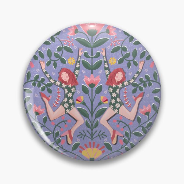 Item preview, Modern folk dancer, symmetrical pattern, medium blue background designed and sold by WONDERPRINTVALLEY.
