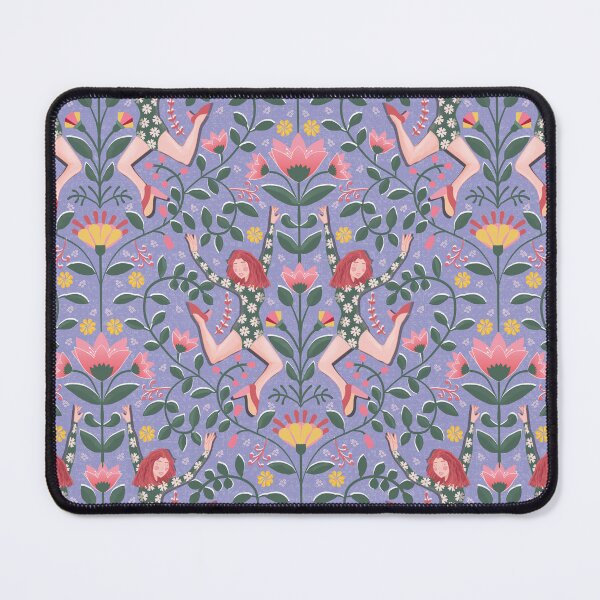 Item preview, Modern folk dancer, symmetrical pattern, medium blue background designed and sold by WONDERPRINTVALLEY.