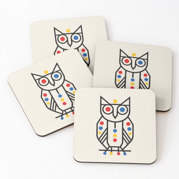 Item preview, Bauhaus Geometric Owl, Mid Century Modern Bird Art designed and sold by OpenFieldNotes.