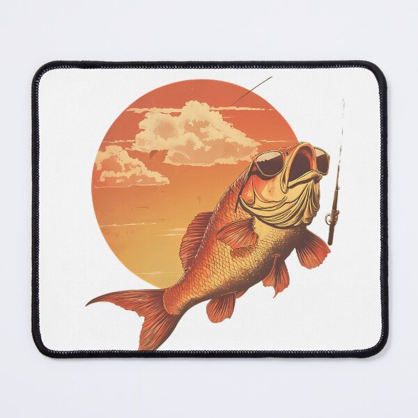Item preview, Cool Retro Fish with Sunglasses & Fishing Rod - Funny Sunset Angler Tags . designed and sold by NoFishToday.