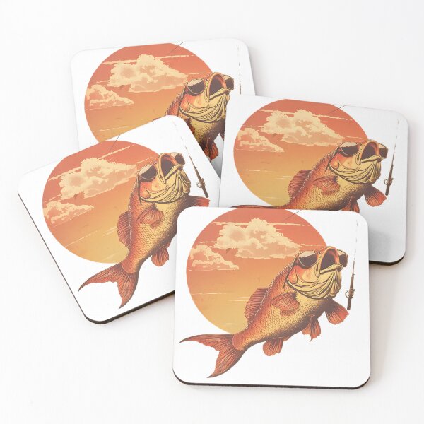 Item preview, Cool Retro Fish with Sunglasses & Fishing Rod - Funny Sunset Angler Tags . designed and sold by NoFishToday.