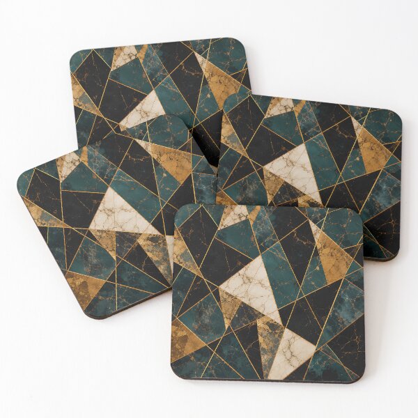 Item preview, Geometric Marble Pattern — Teal Gold Black Art Deco Design designed and sold by Aureva Arts Shop.
