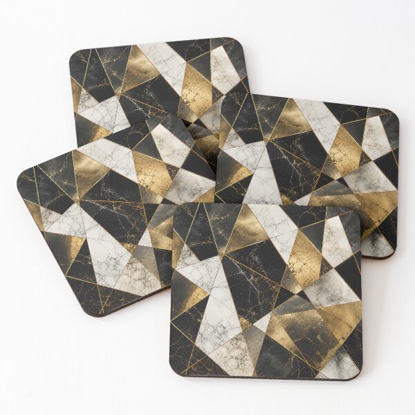 Item preview, Luxury Marble Geometric Pattern Black Gold White Abstract Art designed and sold by Aureva Arts Shop.