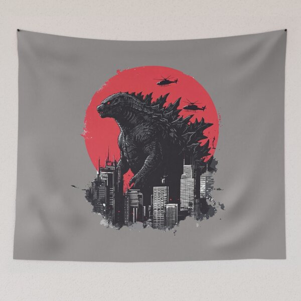 Item preview, Retro Kaiju City Attack Red designed and sold by Cine Store Merch.