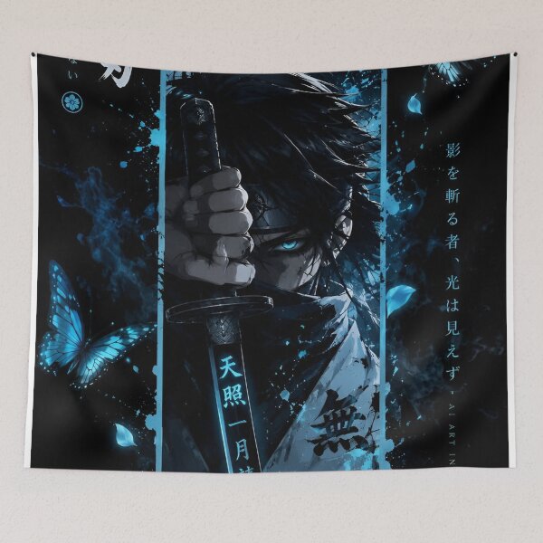 Item preview, Kokoro no Yaiba – Moonlit Shadow Swordsman | Dark Samurai Anime Fantasy Art designed and sold by Dyan4.