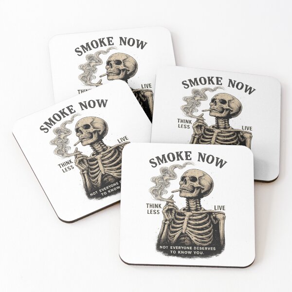 Item preview, Smoke Now Think Less Skeleton Dark Humor Vintage designed and sold by T-ShirtTerrace.